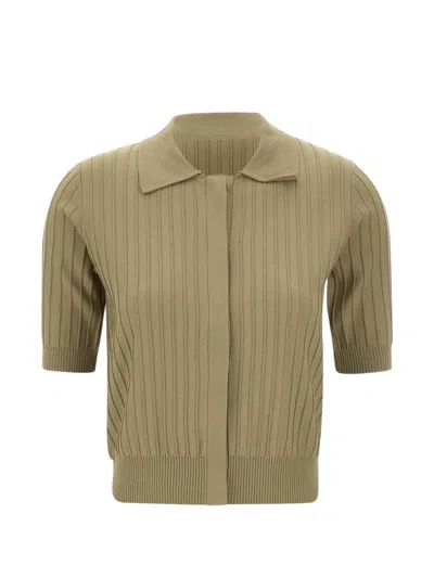Liu •jo Rib Knit Short-sleeve Cardigan In Neutral