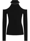 Liu •jo Liu Jo Ribbed Black Sweater With Cold Shoulder Cutouts