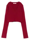 Liu •jo Ribbed Buttoned Cardigan In Red