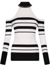 Liu •jo Liu Jo Ribbed Cold-shoulder Sweater With Embellished Neckline