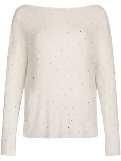 LIU •JO LIU JO RIBBED COTTON TOP WITH RHINESTONES
