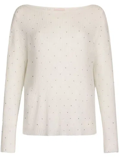 LIU •JO RIBBED COTTON TOP WITH RHINESTONES