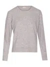 Liu •jo Ribbed Crew-neck Top In Gray
