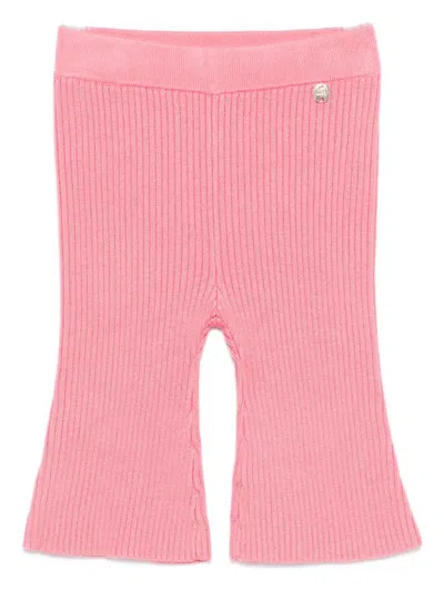 Liu •jo Babies' Ribbed Flared Leggings In Pink
