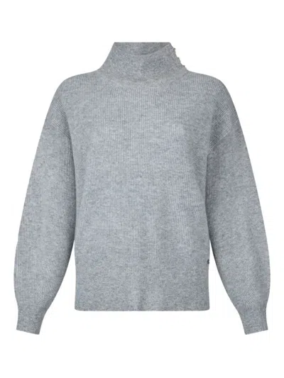 LIU •JO RIBBED GREY SWEATER WITH PUFF SLEEVES