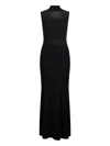 Liu •jo Ribbed High-neck Maxi Dress In Black