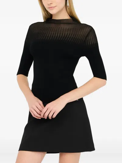 Liu •jo Ribbed High-neck Top In Black