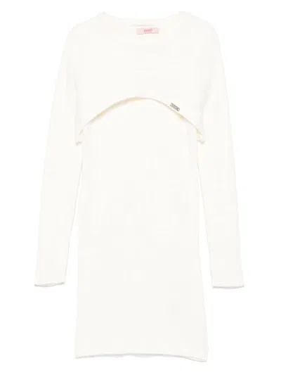 Liu •jo Ribbed-knit Dress Set In 白色