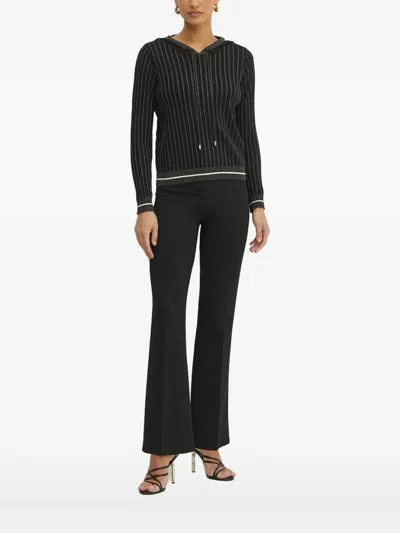 Liu •jo Ribbed-knit Hooded Sweater In Black