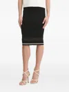 Liu •jo Ribbed-knit Mesh-insert Skirt In Black