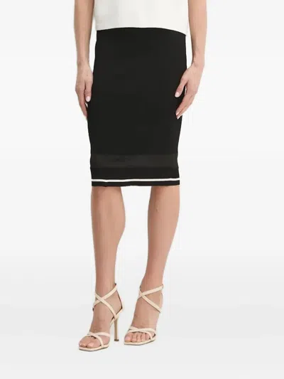 Liu •jo Ribbed-knit Mesh-insert Skirt In Black