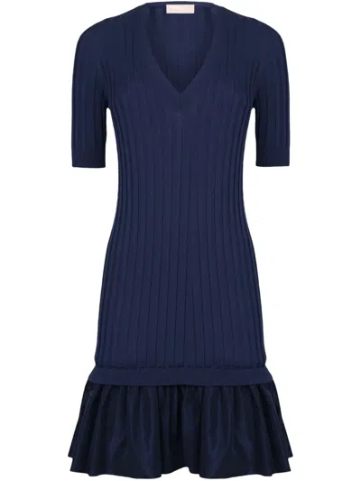 Liu •jo Ribbed-knit Mini Dress In Blau