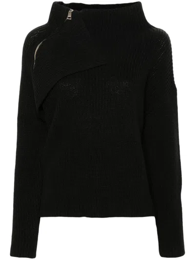 Liu •jo Ribbed-knit Sweater In Black
