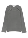 Liu •jo Ribbed Knit Sweater With Button Detailing In Gray