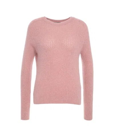 Liu •jo Ribbed Knit Sweater With Semi-transparent Detail In Pink
