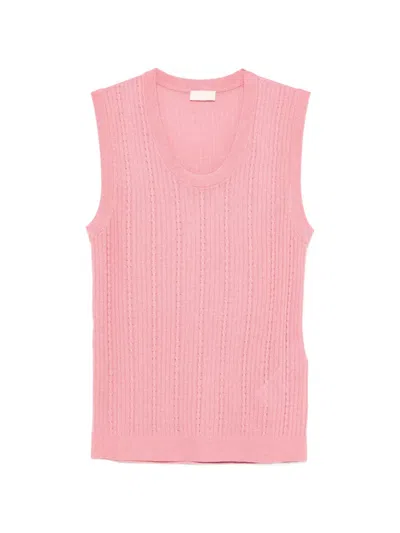 Liu •jo Ribbed Knitted Top In Pink