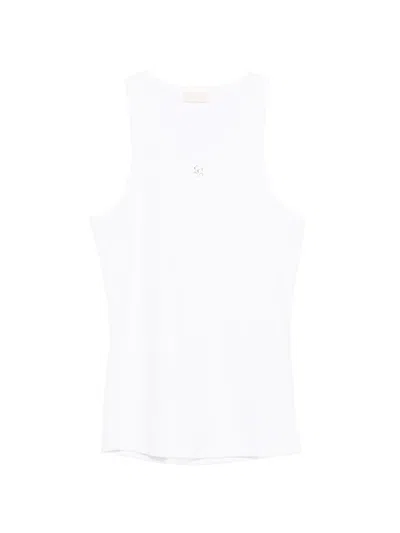 Liu •jo Ribbed Logo Tank Top In White
