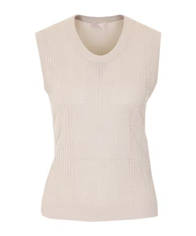 Liu •jo Liu Jo Ribbed Lurex Knitted Tank Top In Neutral