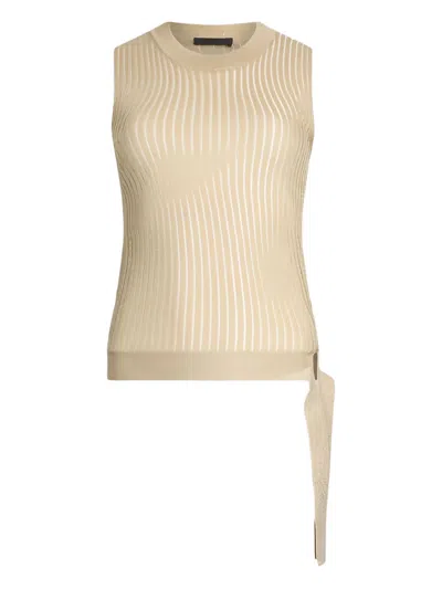 Liu •jo Ribbed Sash Knit Top In Neutral