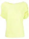 Liu •jo Ribbed Short-sleeve Top In Green