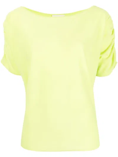 Liu •jo Ribbed Short-sleeve Top In Green