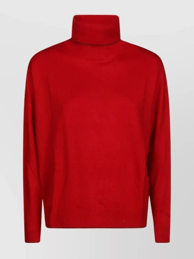 Liu •jo Ribbed Turtleneck Knitwear Staple In Red