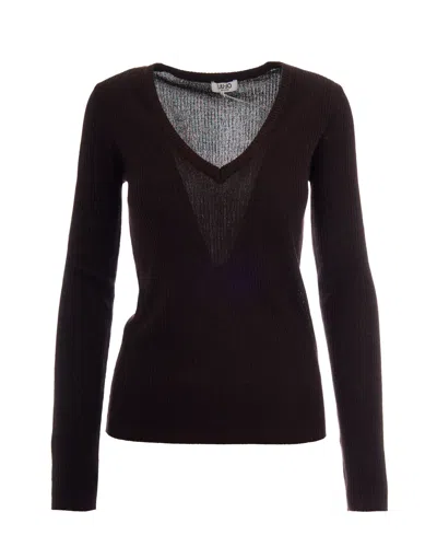 Liu •jo Liu Jo Ribbed V-neck Knit Sweater In Multi