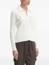Liu •jo Ribbed Zip-front Cardigan In White
