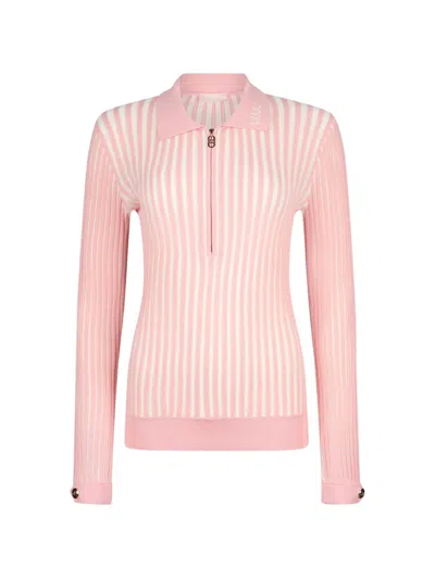 Liu •jo Ribbed Zipped Sweater In Pink