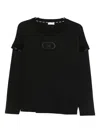 Liu •jo Ribbon-trim T-shirt In Black