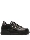 Liu •jo Ring-detailed Monogram-pattern Sneakers In Black
