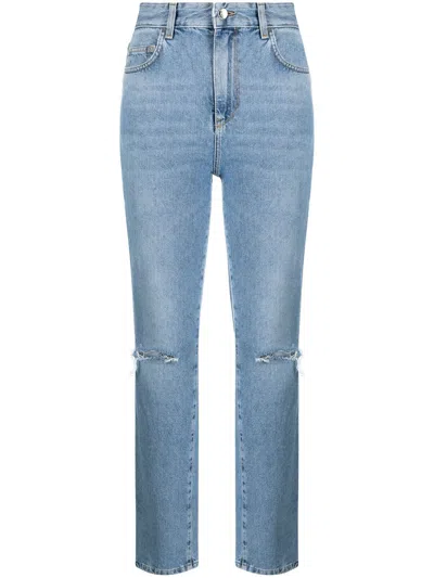 Liu •jo Gerade Distressed-jeans In Blue