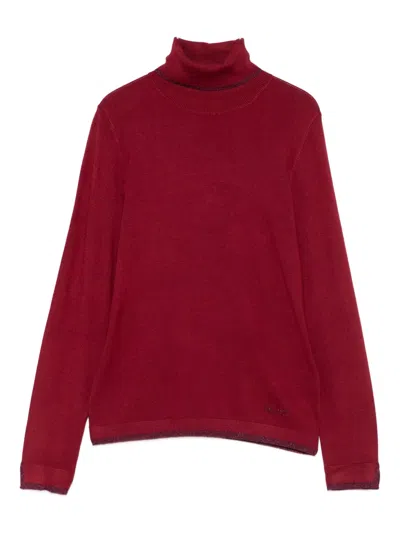 Liu •jo Roll-neck Glitter-detail Jumper In Burgundy
