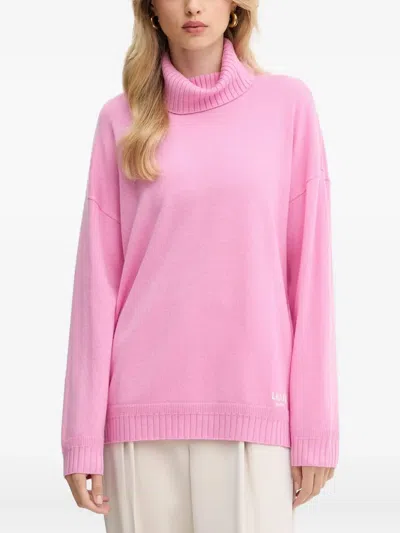 Liu •jo Roll-neck Logo-detail Sweater In Pink