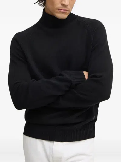 Liu •jo Roll-neck Logo-plaque Sweater In Black
