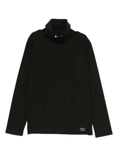 Liu •jo Kids' Roll-neck Logo-plaque Sweatshirt In Black