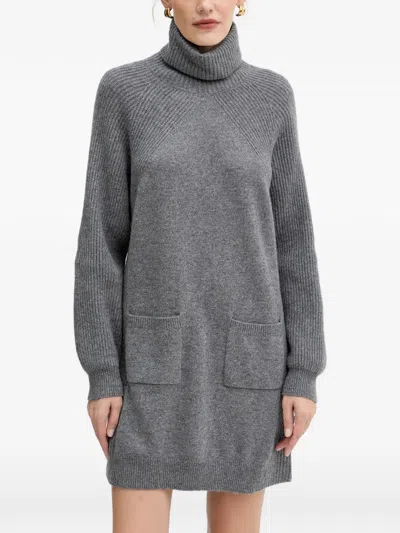 Liu •jo Roll-neck Mini Dress In Gray