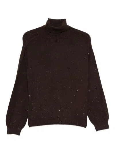 Liu •jo Roll-neck Sequin-embellished Sweater In Black