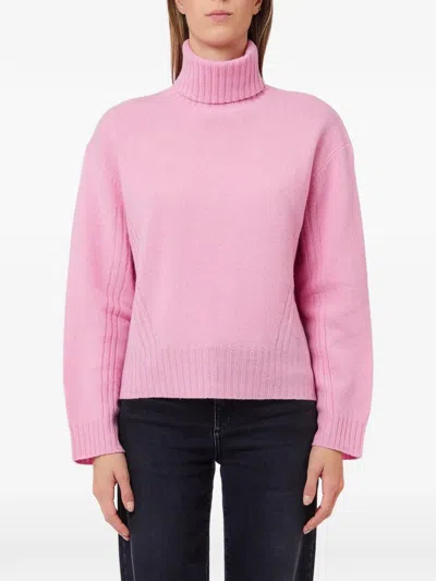 Liu •jo Roll-neck Wool Sweater In Pink