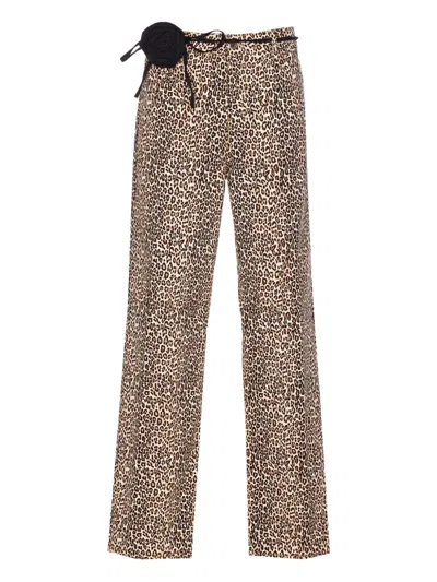 LIU •JO ROSE-DETAIL LEOPARD-PRINT JEANS