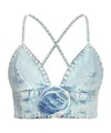 Liu •jo Liu Jo Rose Detailed Denim Top In Blue