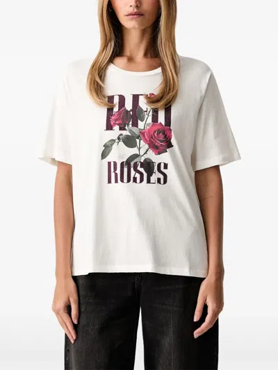 Liu •jo Rose-print Rhinestone-embellished T-shirt In White