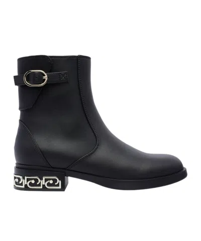 Liu •jo Round-head Short Boots In Black