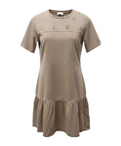 Liu •jo Round Neck Short Sleeve Dress In Gray