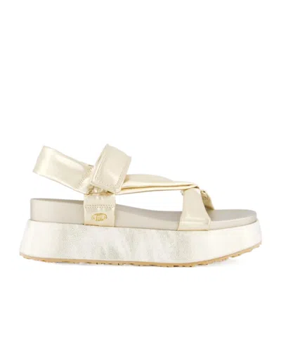 Liu •jo Round Toe Flat Sandals In White