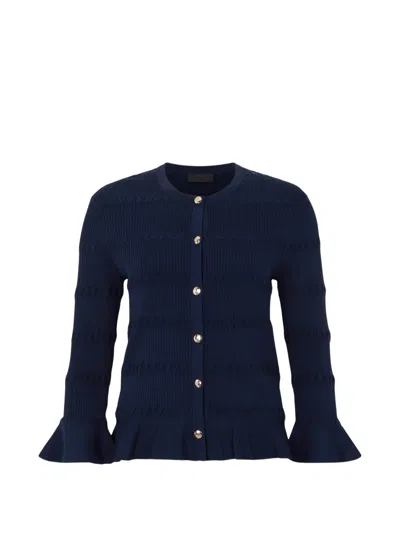 Liu •jo Round-neck Button-down Cardigan In Blue