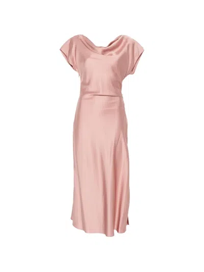 Liu •jo Ruched Cowl-neck Midi Dress In Pink
