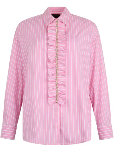 LIU •JO RUCHED STRIPED SHIRT