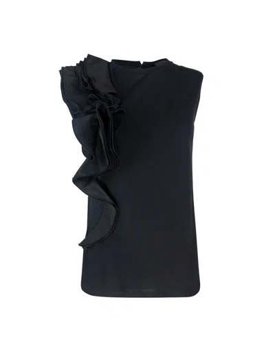 Liu •jo Liu Jo Ruffle Detailed Sleeveless Top In Black