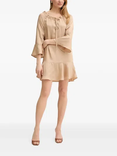 Liu •jo Ruffled Bell-sleeve Mini Dress In Neutral